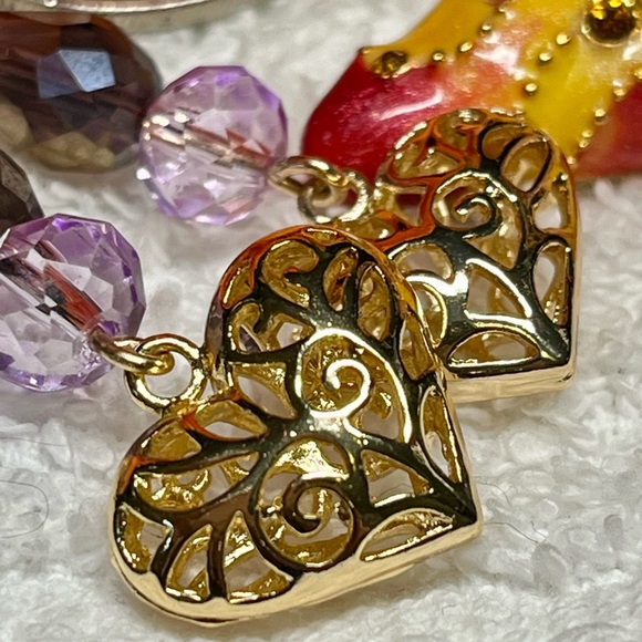 💕Stunning gold hearts with purple and black accented earrings - Picture 6 of 10